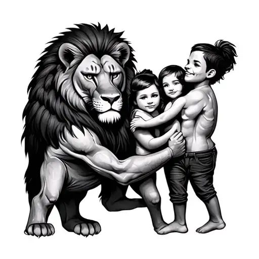 Animal Leon Hugging His 2 Male And Female Children