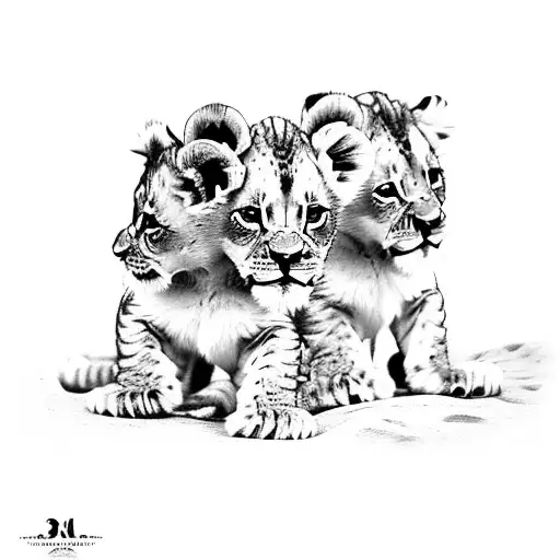 3 Baby Lion Cubs