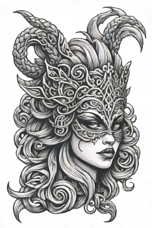 Norse Goddess Hel Knot Mask Surrounded