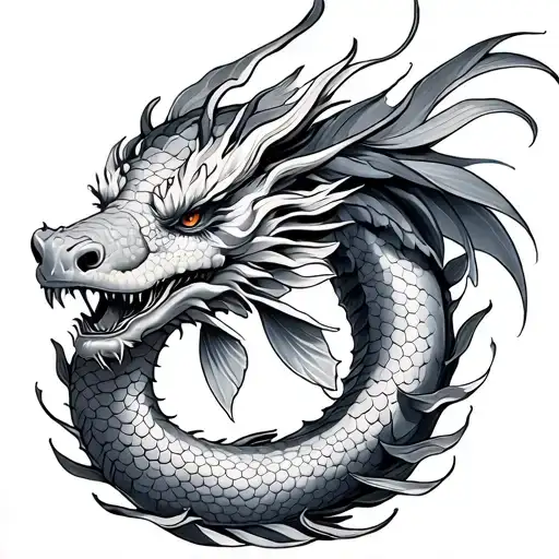 Carpe Koi Et Dragon Coiled