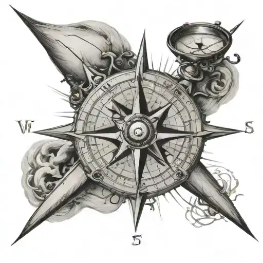 Nautical Compass With Childs Initials