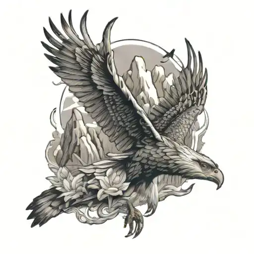 Deer Eagle Fish Waterfall Sky