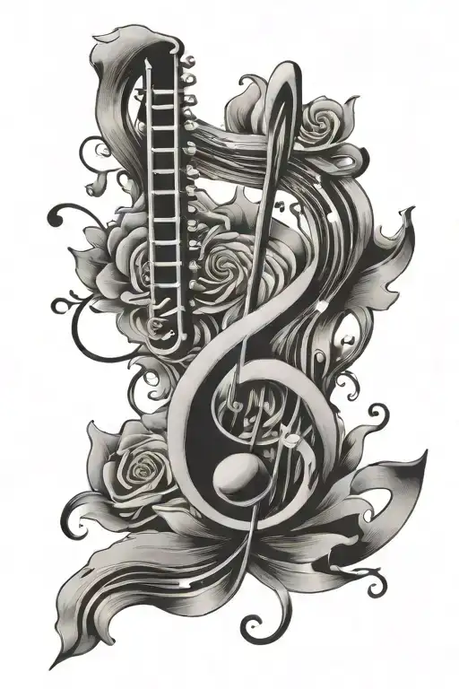 Music Note And Lyrics Incorporated Into The Design