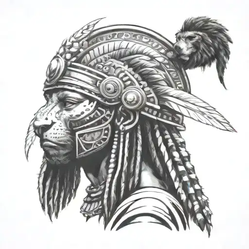 African Warrior With Headdress Made Of Panther