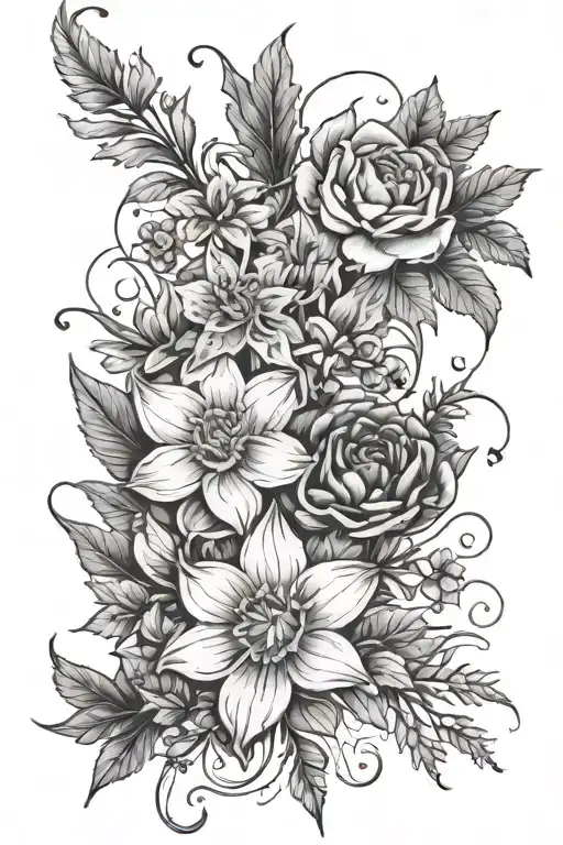 Carnation Daffodils Daisy Holly Dandelion Feather