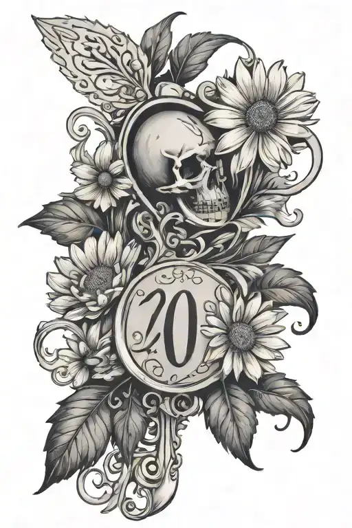 Spoon With Birth And Death Date Wrapped In Daisies And Vines