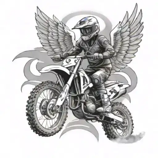 Memorial Tattoo Motorcross Rider With Angel Wings