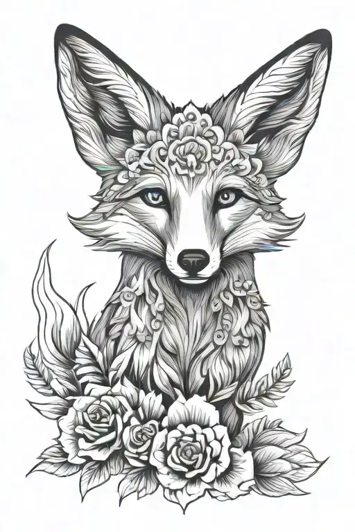 Floral Fox Playing