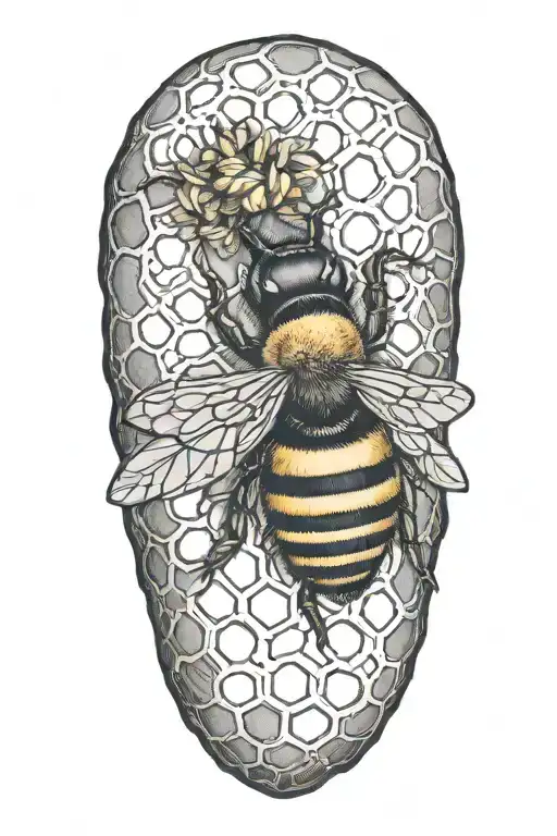 Realistic Heart With Bee Hive
