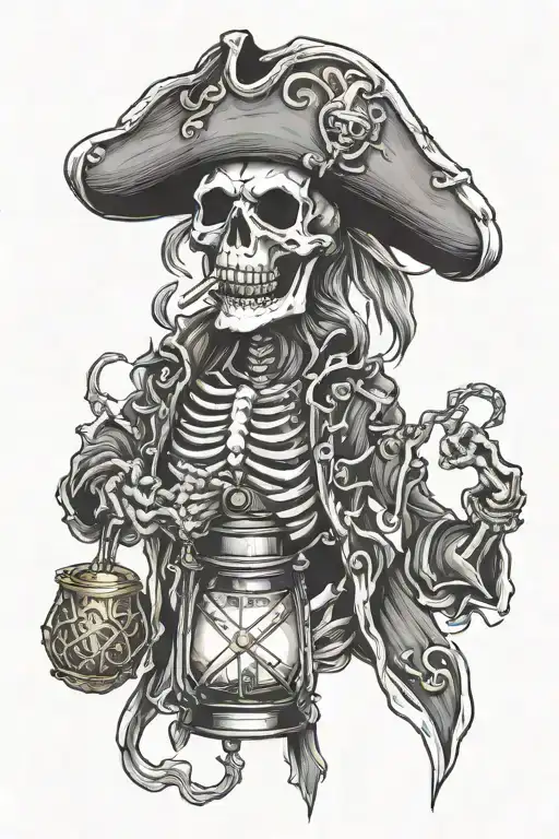 Pirate Skeleton Holding A Lantern