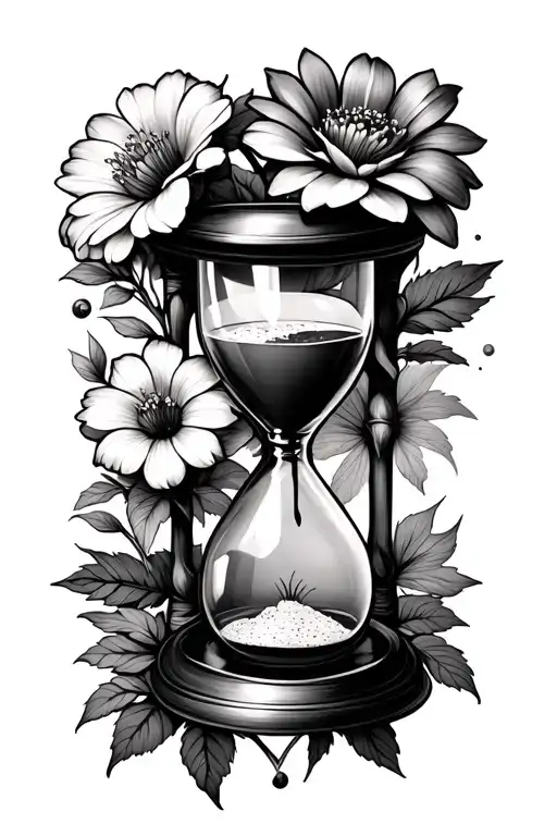 Flowers And Hour Glass
