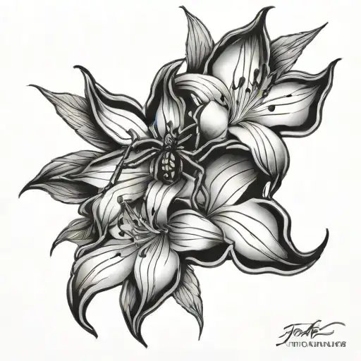 Spider And Lily Flower