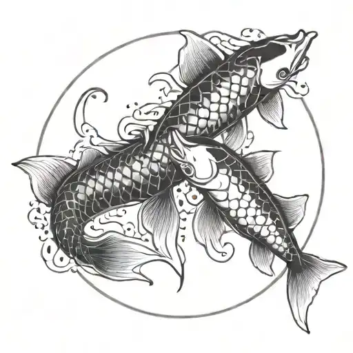 Two Koi Fish Swimming In A Circle