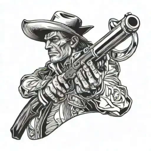 Dead Cowboy With Gun Pointed At Head