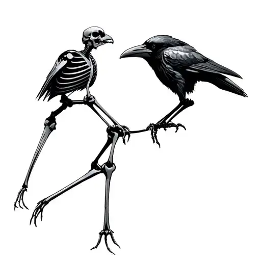 Raven Skeleton Perched