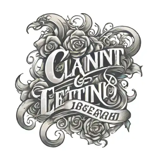 Claint Lettering Tattoo Design Featuring
