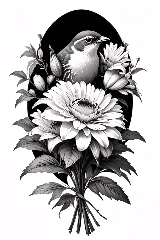 Sparrow And Lily Chrysanthemum Gladeolus Bouquet