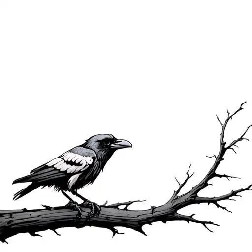 Raven Skeleton Perched