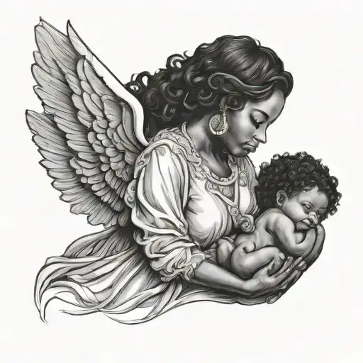 Black Woman Holding Baby Angel
