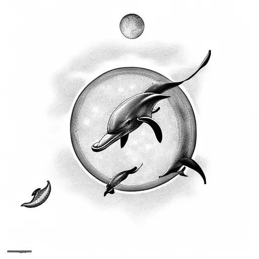 Dolphin And Moon
