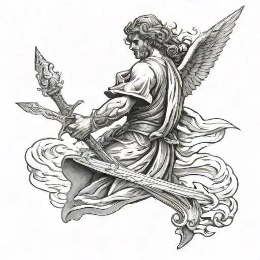 Michael Ark Angel Holding A Sword