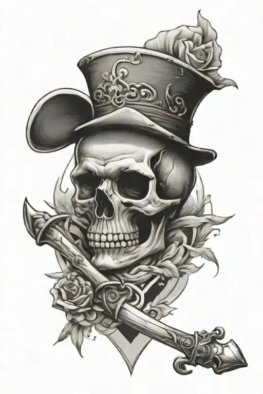 Skull And Dagger Hour Glass With Sand