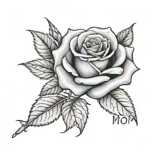 Rose With A Stem With Word Mom And Number 143 In The Stem