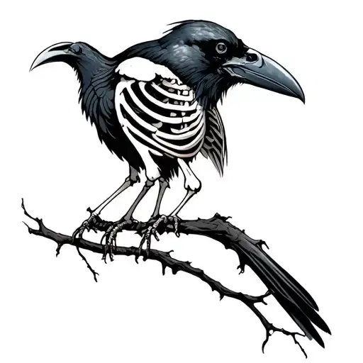 Raven Skeleton Perched