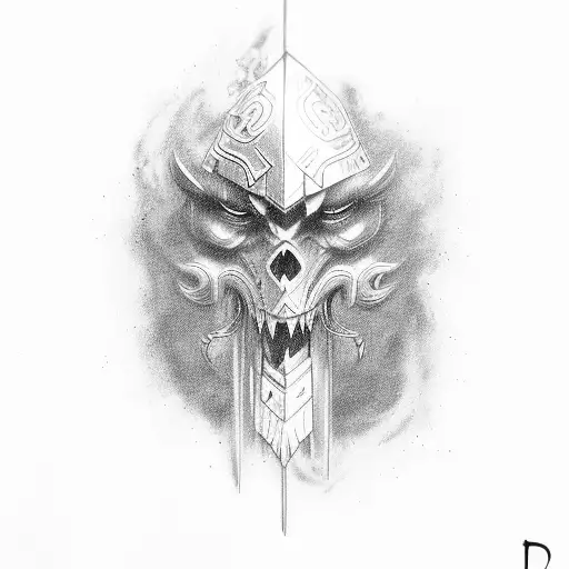 Letter D With Warrior Imagery