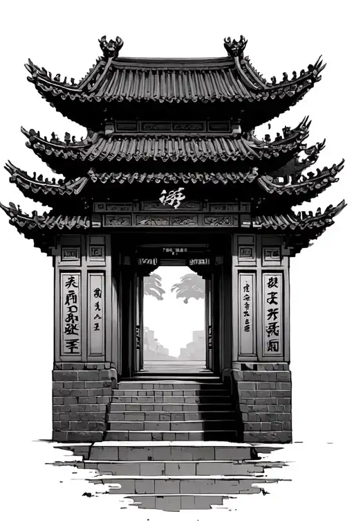 Entrance To The Chinese Temple