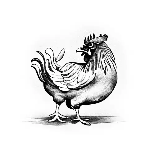 Rooster With Chick