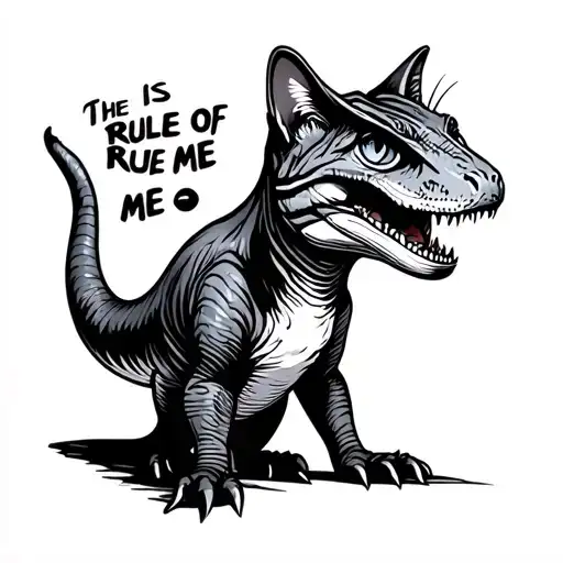 A Combination Of Cat And Dinosaur Which Also Says It Is The Rule Of Me
