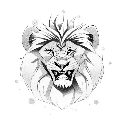 A Lion Playing A Guitar With Anime-inspired Background