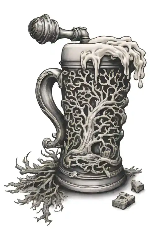 Tree Anker Beer Mug Overflowing Piston