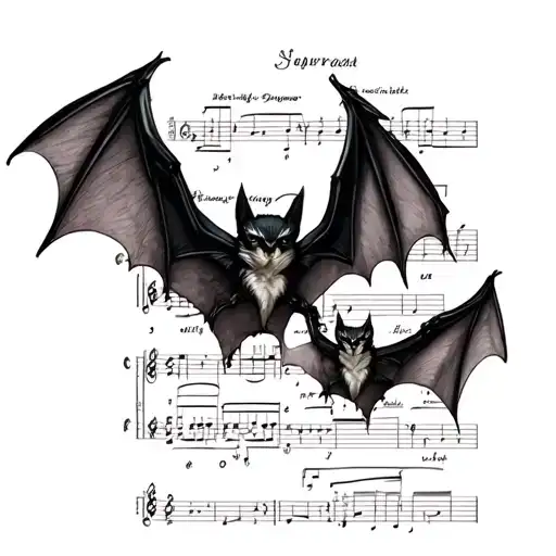 Music Sheet Combined Or Using Bat Wings