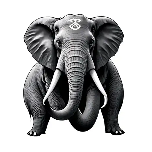 Mini Tattoo Of An Elephant Trunk With Symbols In The Tongue