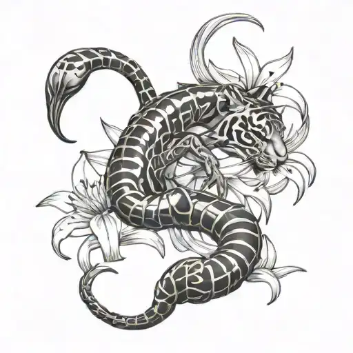 Scorpion And Tiger Lily Intertwined