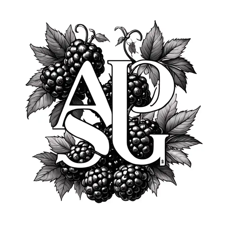 Blackberries Intertwined Initials Aj Cj Sg Letters