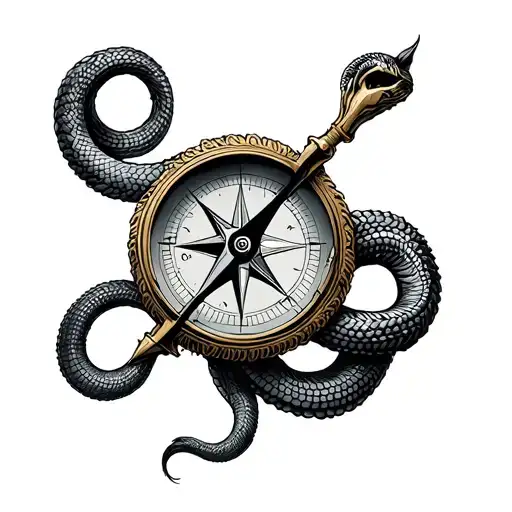 Compass With Snakes Wrapped
