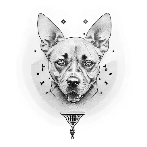 Design A Tattoo Of A Guitar With A Dog Silhouette In The Background