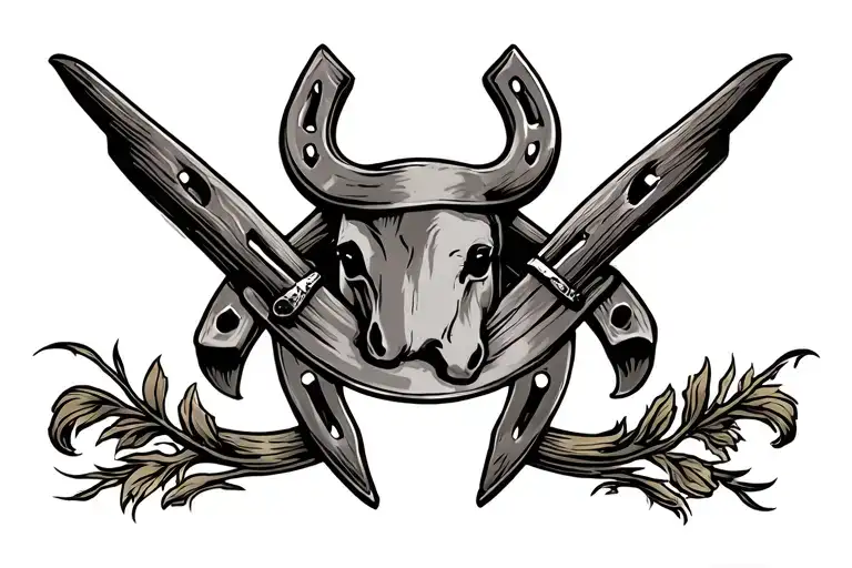Western Outlaw Style Horseshoe Surrounded