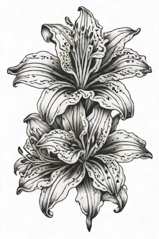 Peruvian Lily Flower Blooming Spine Tattoo Design