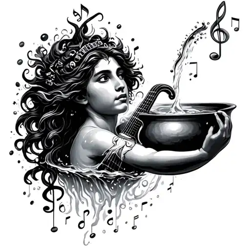 Aquarius Water Bearer Pouring Music Notes