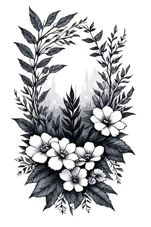 Forest And Floral Simple Tattoo Design Inspired