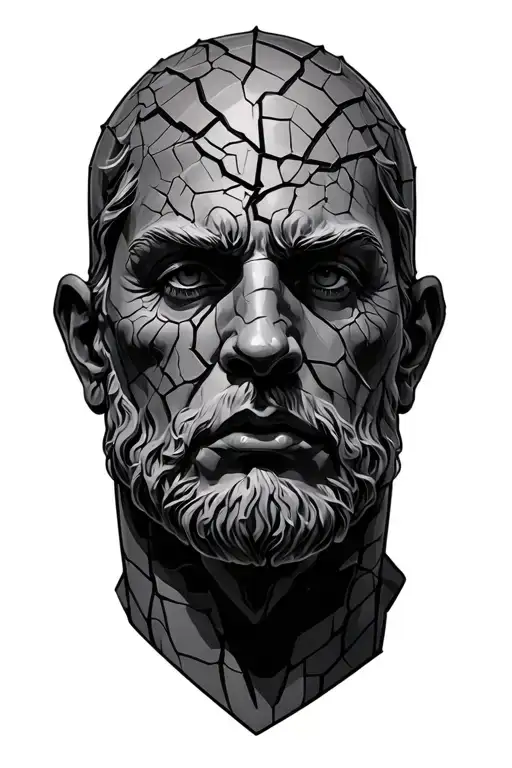 Greak Statue Head Bust Cracked