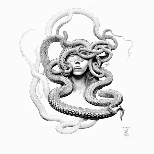 Medusa With One Big Snake And Broken Face