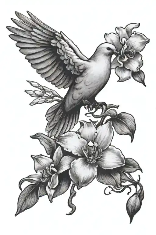 Dove And Orchid Flower