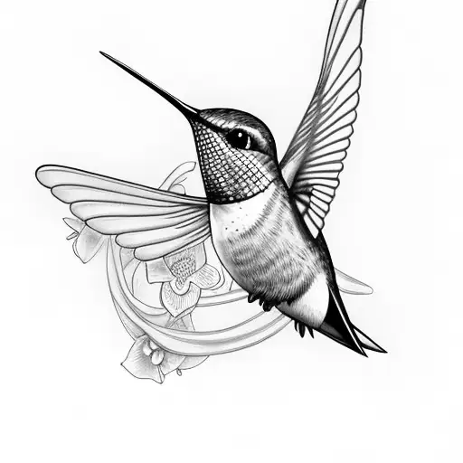 Hummingbird With A Flower