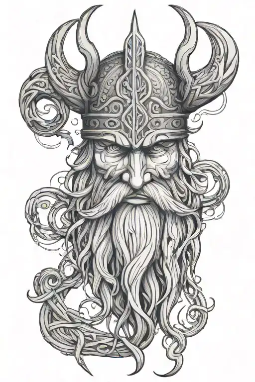 Norse God Odin Knot Mask Surrounded My Rain