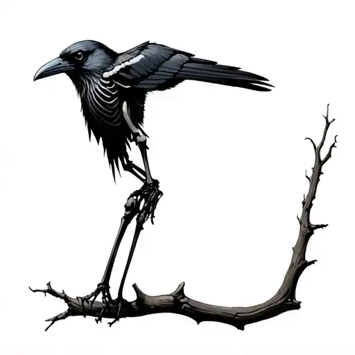 Raven Skeleton Perched